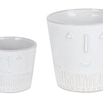 White Set of Two Porcelain 4.4329 ounce Round Pot Planter - Montana Home & Kitchen Co.