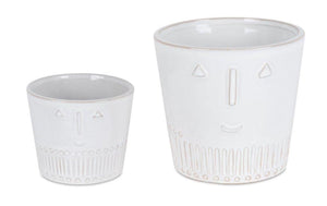 White Set of Two Porcelain 4.4329 ounce Round Pot Planter - Montana Home & Kitchen Co.