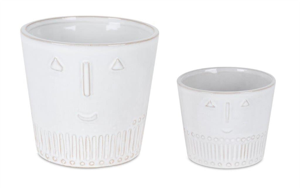 White Set of Two Porcelain 4.4329 ounce Round Pot Planter - Montana Home & Kitchen Co.