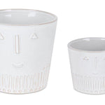 White Set of Two Porcelain 4.4329 ounce Round Pot Planter - Montana Home & Kitchen Co.