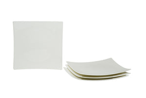 White Six Piece Square Bone China Service For Six Salad Plate Set - Montana Home & Kitchen Co.