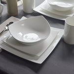 White Six Piece Square Bone China Service For Six Salad Plate Set - Montana Home & Kitchen Co.