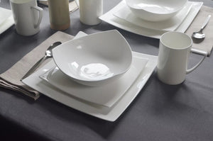 White Six Piece Square Bone China Service For Six Salad Plate Set - Montana Home & Kitchen Co.