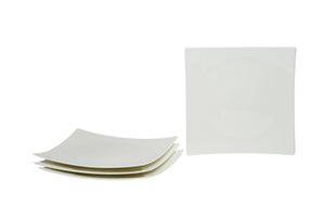 White Six Piece Square Bone China Service For Six Salad Plate Set - Montana Home & Kitchen Co.