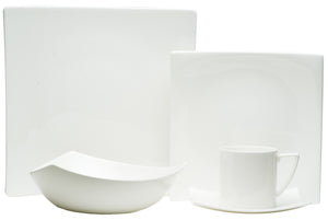 White Square Bone China 5 - Piece Dinnerware Set - Montana Home & Kitchen Co.