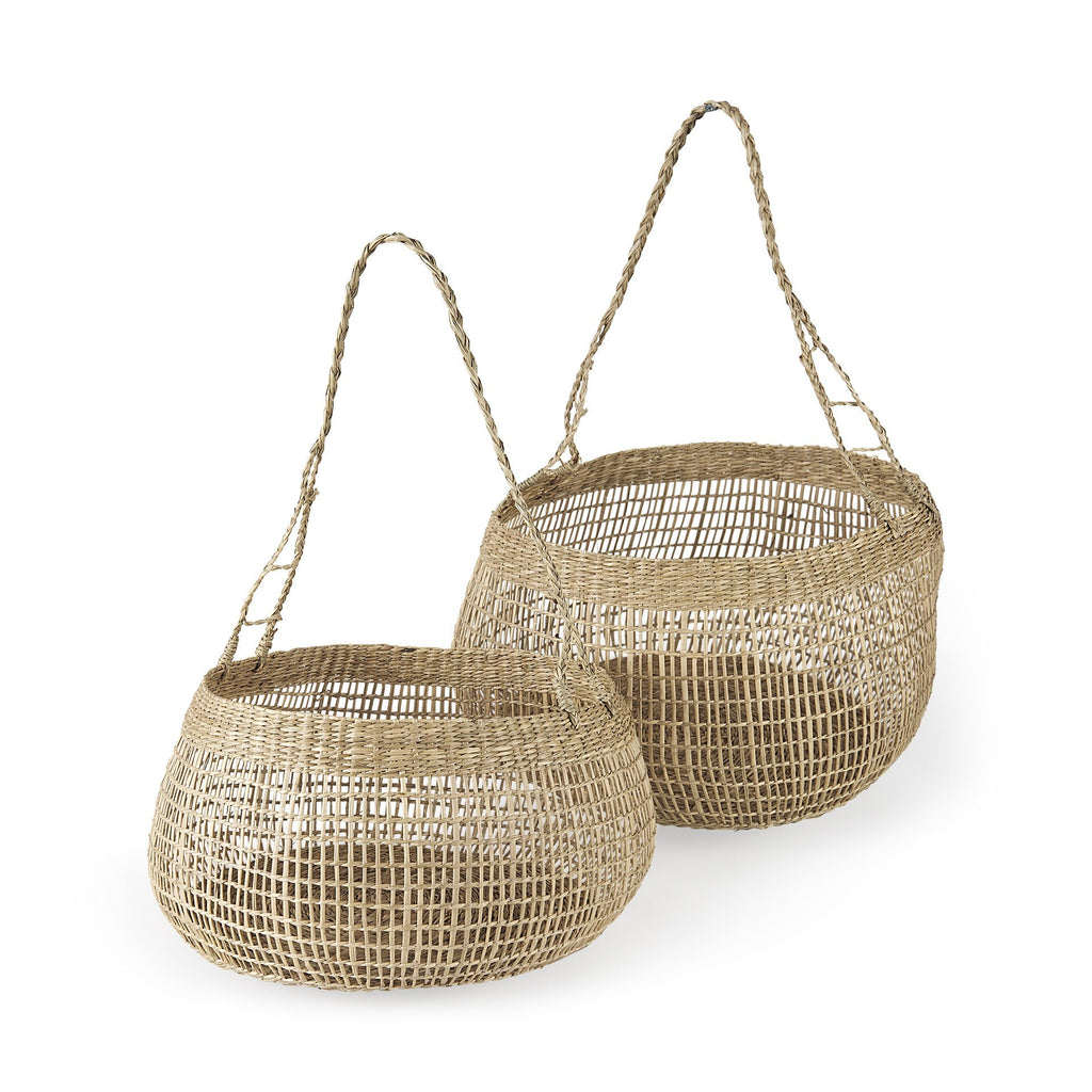 Wicker Storage Baskets With Long Handles Set Of Two - Montana Home & Kitchen Co.