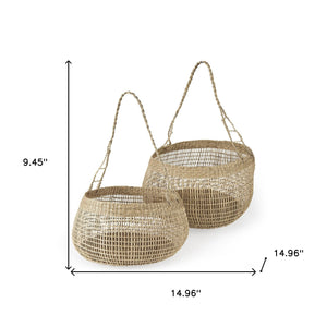 Wicker Storage Baskets With Long Handles Set Of Two - Montana Home & Kitchen Co.