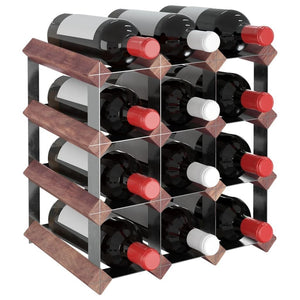 Wine Rack for 12 Bottles Brown Solid Wood Pine - Montana Home & Kitchen Co.