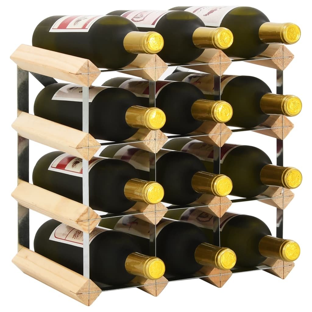 Wine Rack for 12 Bottles Solid Pinewood vidaXL - Montana Home & Kitchen Co.