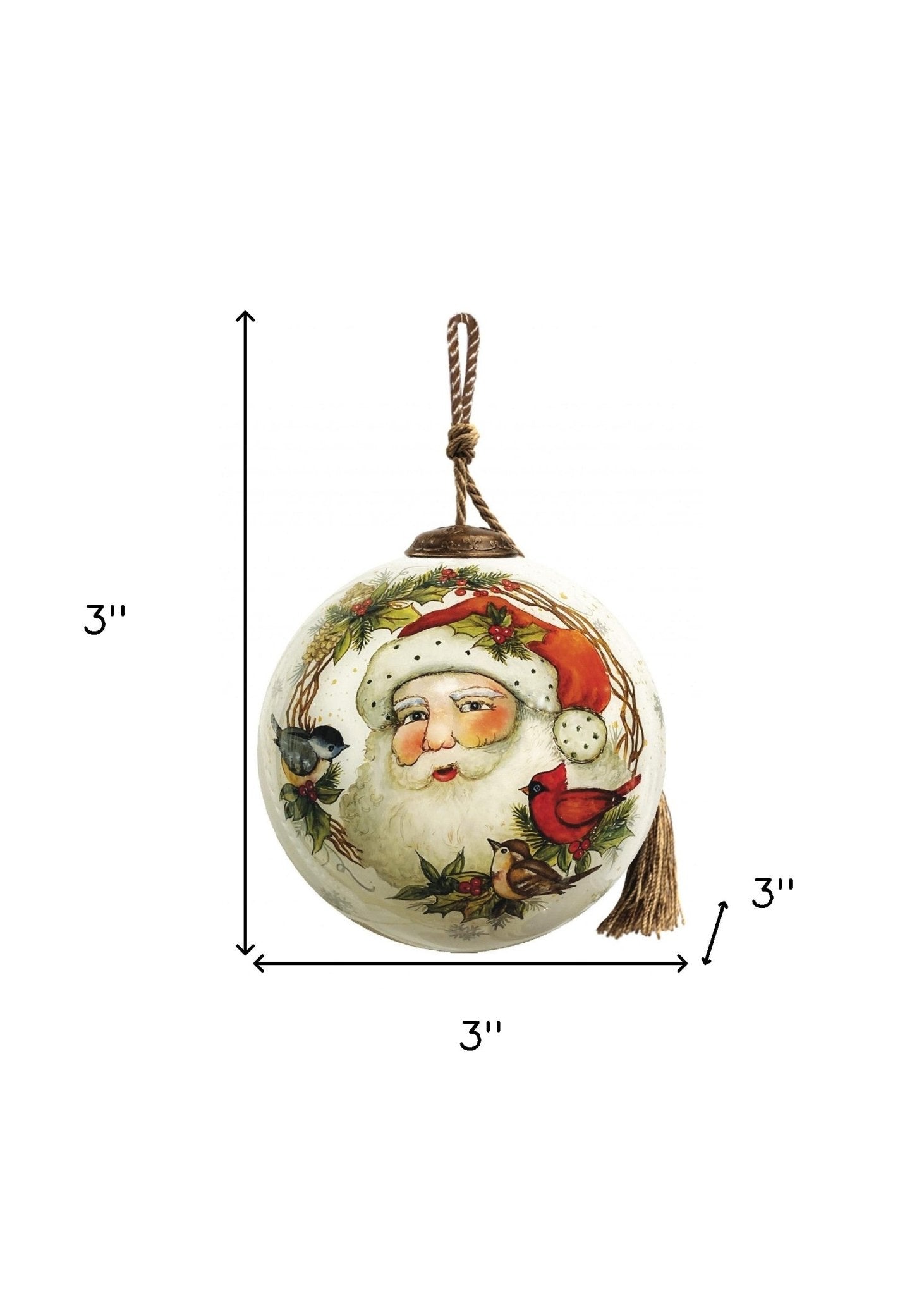 Winter Wreath Forest Santa Hand Painted Mouth Blown Glass Ornament - Montana Home & Kitchen Co.