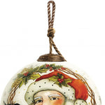 Winter Wreath Forest Santa Hand Painted Mouth Blown Glass Ornament - Montana Home & Kitchen Co.