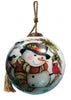 Winter Wreath Forest Snowman Hand Painted Mouth Blown Glass Ornament - Montana Home & Kitchen Co.