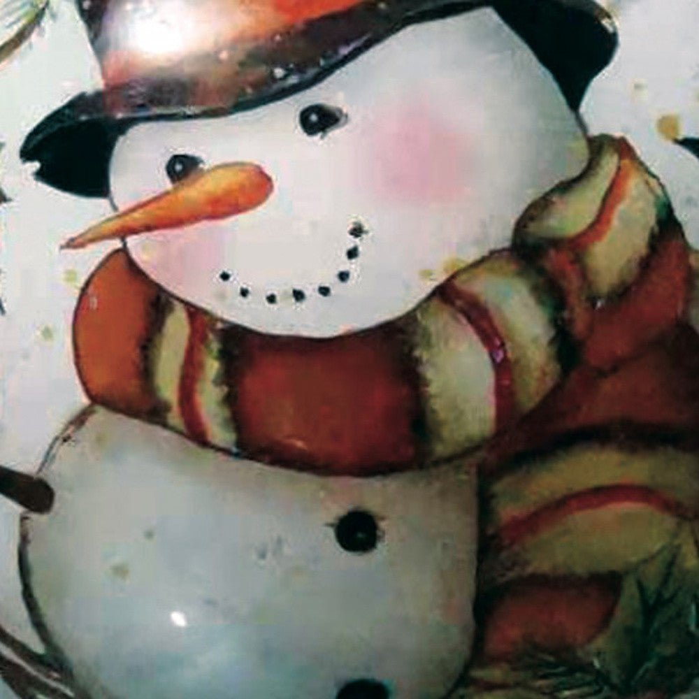 Winter Wreath Forest Snowman Hand Painted Mouth Blown Glass Ornament - Montana Home & Kitchen Co.