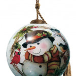 Winter Wreath Forest Snowman Hand Painted Mouth Blown Glass Ornament - Montana Home & Kitchen Co.