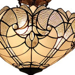 Yellow and Brown Two Light Tiffany Style Semi Flush Dimmable Ceiling Light - Montana Home & Kitchen Co.